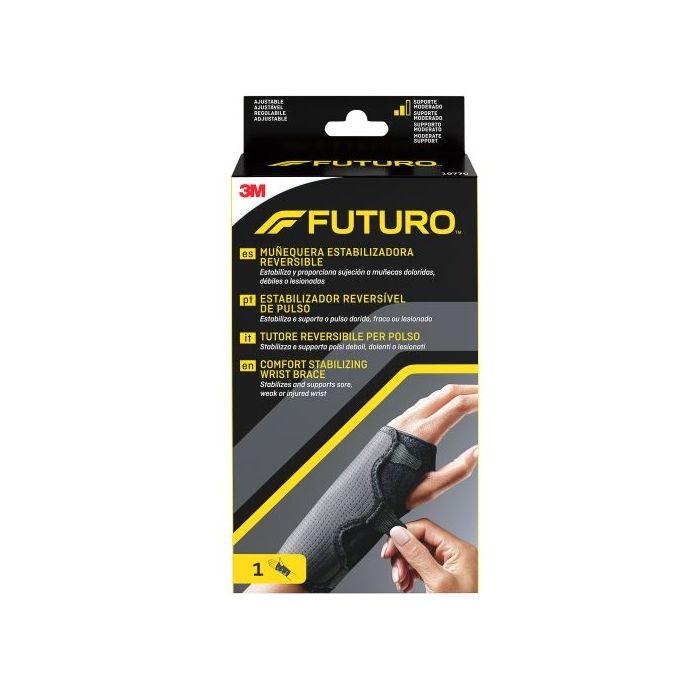 Futuro Soporte para Mano - Estabilizador Brazo y Mano - Ajustable (14 - 21.5cm) - Reversible - Transpirable - Color Gris Oscuro