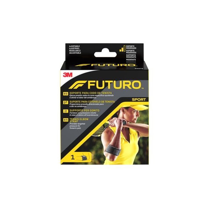 Futuro Sport Soporte Codo de Tenista - Ajustable (17.8 - 35.6cm) - Transpirable - Aisla la Humedad - Color Negro