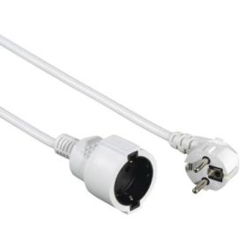 Hama  Cable de Alimentacion Alargador Acodado - Potencia Maxima 3680W - Longitud 5m - Seccion 1.5mm2 - Schuko CEE7 - Color Blanco