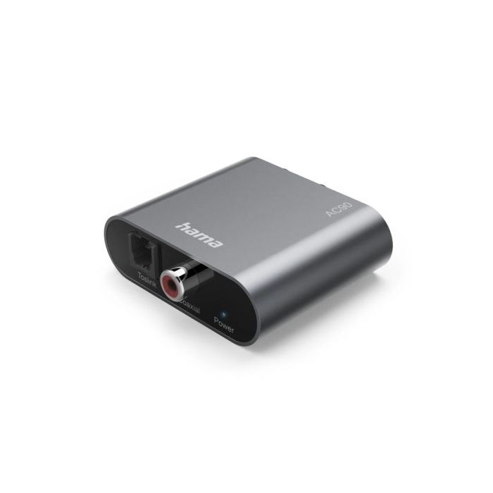 Hama Ac90 Convertidor de Audio Digital a Analogico - 5V - Cable 1m - RCA - Fibra Optica - 4.91x5.738x1.68cm - Color Plata