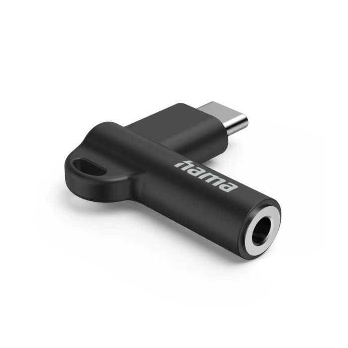 Hama Adaptador Acodado - 90º - USB-C Macho - Jack 3.5mm Hembra - Color Negro