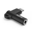 Hama Adaptador Acodado - 90º - USB-C Macho - Jack 3.5mm Hembra - Color Negro