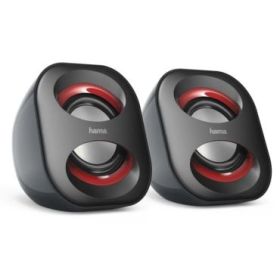 Hama Altavoces de Sobremesa - Cable 8.2cm - Frecuencia hasta 20GHz - Jack 3.5mm - USB-A - 7.2x7.5x8.2cm - Color Negro