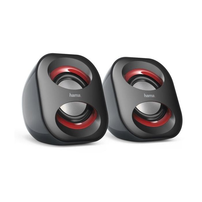Hama Altavoces de Sobremesa - Cable 8.2cm - Frecuencia hasta 20GHz - Jack 3.5mm - USB-A - 7.2x7.5x8.2cm - Color Negro