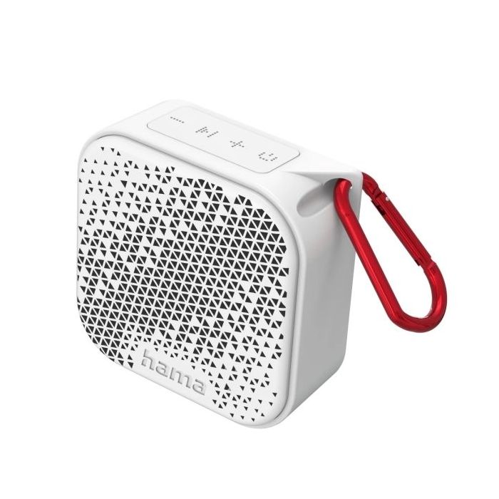 Hama Altavoz Portatil - Potencia 3.5W - Bluetooth - Autonomia hasta 14h - USB-C - Bateria 1050mAh - IP67 - Rango 10m - 8.4x8.4x3.8cm - Color Blanco