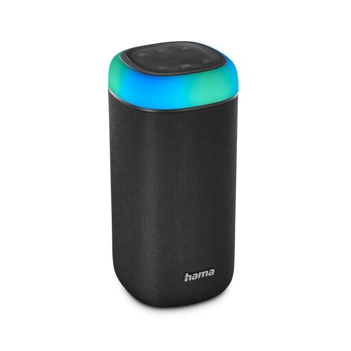 Hama Altavoz Portatil - Potencia 30W - Bluetooth - USB-C - Bateria 2000mAh - IPX4 - Luz LED - Rango 10m - 19.5x9.6x9.6cm - Color Negro