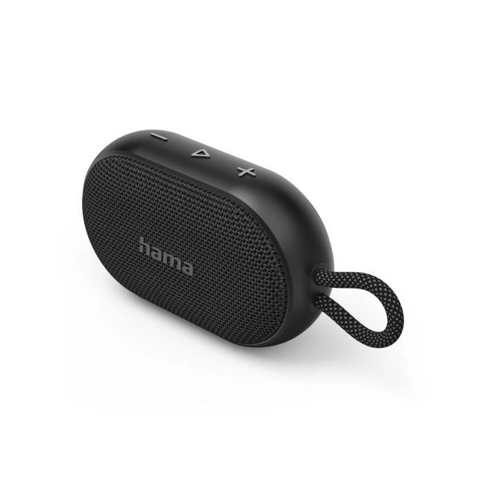 Hama Altavoz Portatil con Asa - Potencia 6W - Bluetooth - Autonomia hasta 12H - USB-C - Bateria 1200mAh - Rango 10m - IPX7 - 12.2x7.3x4cm - Color Negro