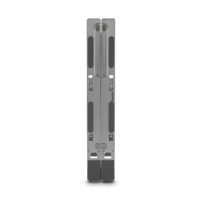 Hama Aluminium Soporte para Portatil hasta 15.6" - Soporta hasta 5kg - Plegable - Inclinacion en 6 Niveles - Antideslizante - Aluminio - 18x25x2cm - Color Plata