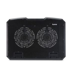 Hama Base de Refrigeracion para Portatil hasta 15.6" con 2 Ventiladores de 12.5cm - Silencioso - Cable 50cm - USB-A - Luz LED - Altura Ajustable - Antideslizante - 37x27x3cm - Color Negro