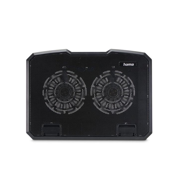 Hama Base de Refrigeracion para Portatil hasta 15.6" con 2 Ventiladores de 12.5cm - Silencioso - Cable 50cm - USB-A - Luz LED - Altura Ajustable - Antideslizante - 37x27x3cm - Color Negro