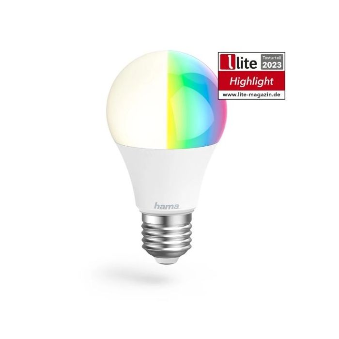 Hama Bombilla LED E27 Inteligente - Potencia 10W - RGBCCT - WiFi - Compatible con Asistente de Voz - Control con App - IP20 - Color Blanco
