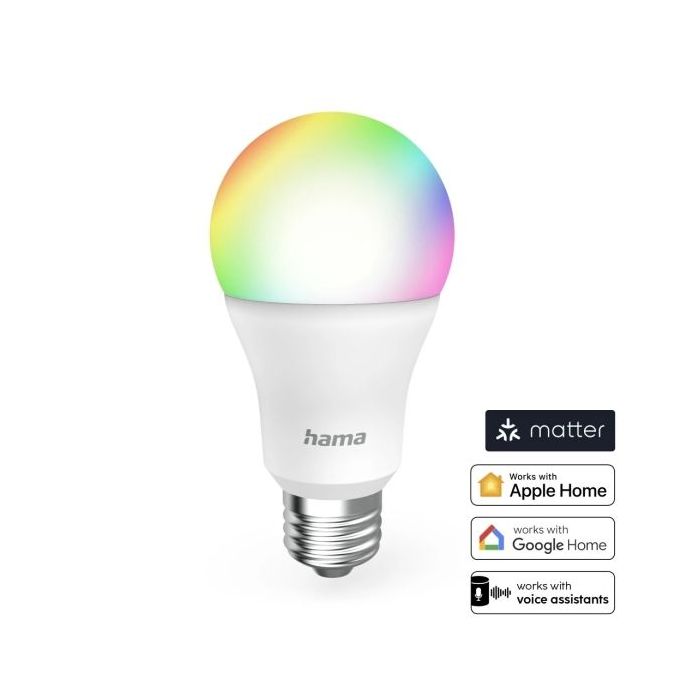 Hama Bombilla LED E27 Inteligente - Potencia 9W - RGBW - WiFi - Compatible con Asistente de Voz - Control con App - IP20 - Color Blanco
