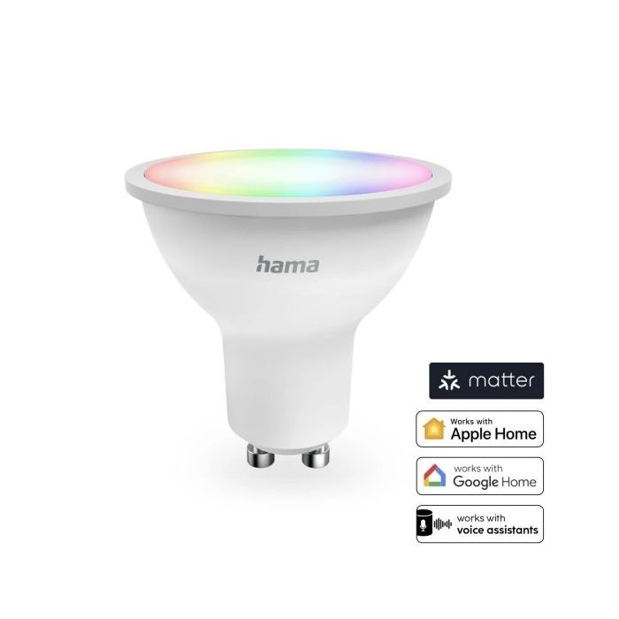 Hama Bombilla LED Inteligente - Potencia 4.9W - RGBW - WiFi - Compatible con Asistente de Voz - Control con App - IP20 - Color Blanco