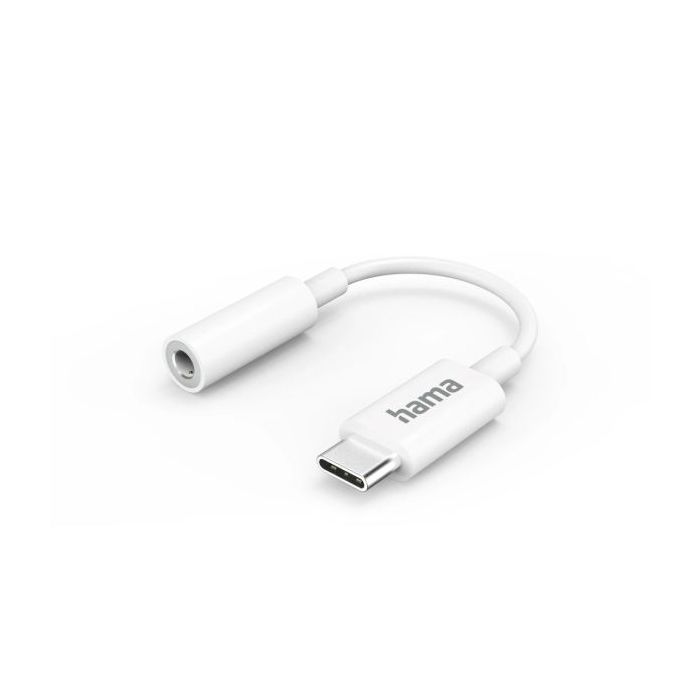 Hama Cable Adaptador de Audio - USB-C Macho - Jack Hembra de 3.5mm - Color Blanco