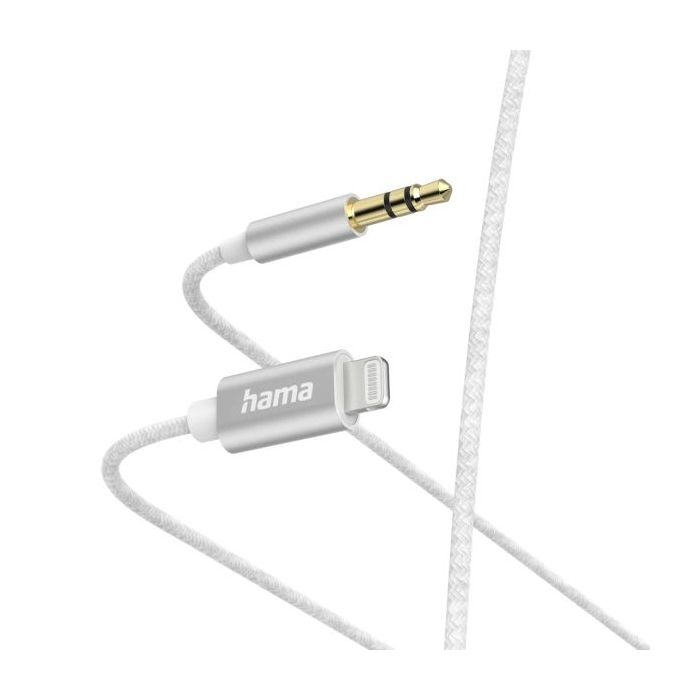 Hama Cable Auxiliar - Jack 3.5mm Macho - Ligthning - Longitud 1m - Color Blanco