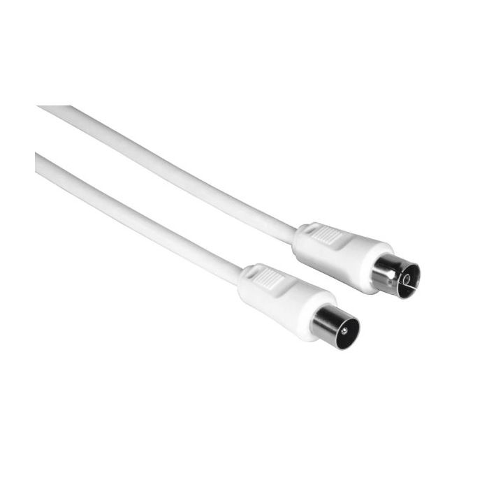 Hama Cable Coaxial de Antena Macho/Hembra - Longitud 10m - Doble Blindaje - Apantallamiento 75dB - Impedancia 75Ohm - Color Blanco