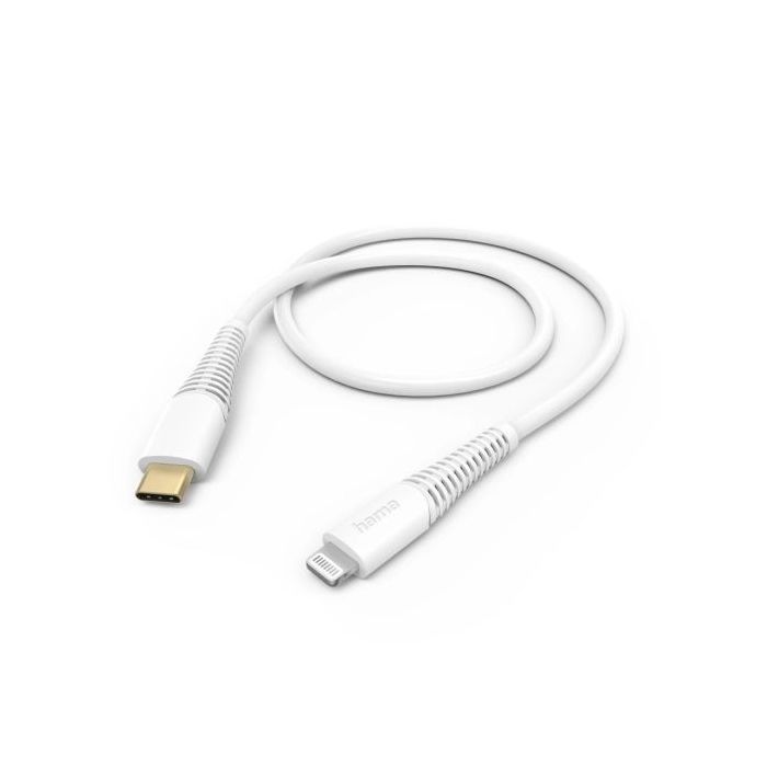 Hama Cable de Carga - USB-C - Ligthning - Velocidad hasta 480Mbps - Longitud 1.5m - Intensidad Maxima 3A - Color Blanco