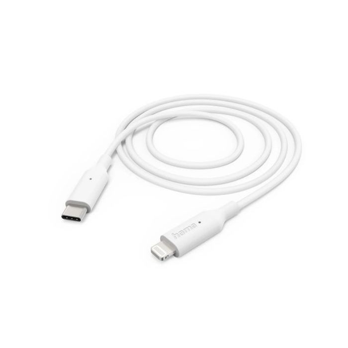 Hama Cable de Carga - USB-C Macho - Lightning - Longitud 1m - Velocidad hasta 480Mbps - Niquelado - Color Blanco