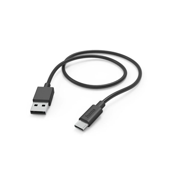Hama Cable USB - Longitud 1m - USB-A Macho - USB-C Macho - Velocidad hasta 480Mbps - Niquelado - Color Negro