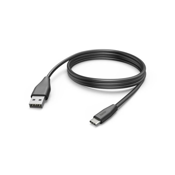 Hama Cable USB - Longitud 3m - USB-A Macho - USB-C Macho - Velocidad hasta 480Mbps - Niquelado - Color Negro