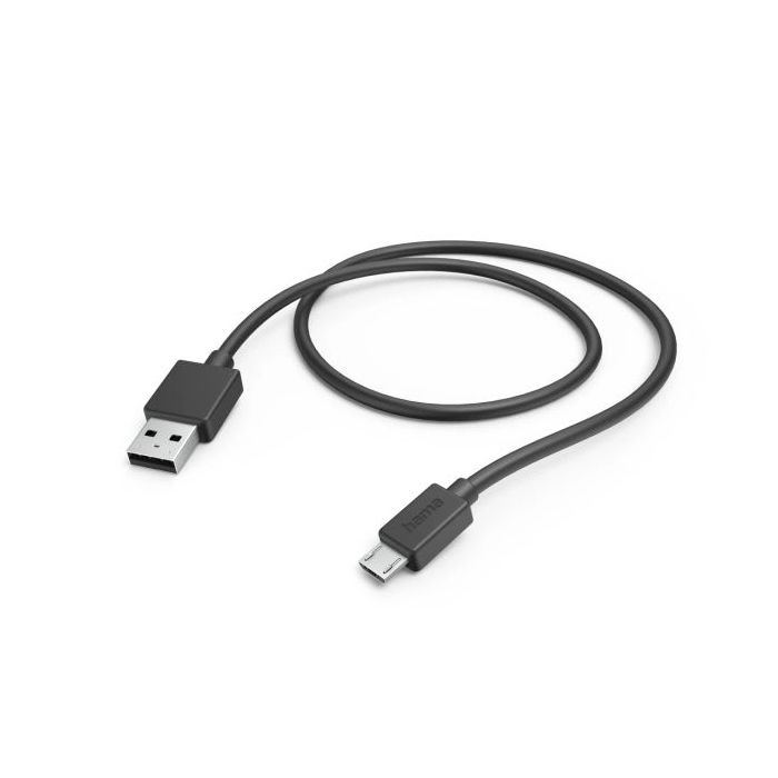 Hama Cable USB - USB-A Macho - Micro-USB Macho - Longitud 1m - Velocidad hasta 480Mbps - Niquelado - Color Negro