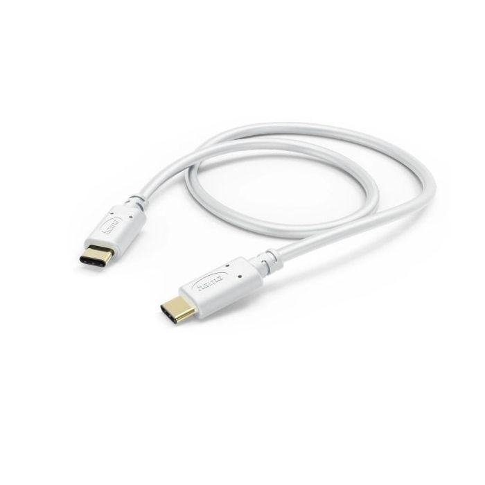 Hama Cable USB-C Macho - Potencia Maxima 60W - Longitud 1.5m - Velocidad hasta 480Mbps - Chapado en Oro - Color Blanco