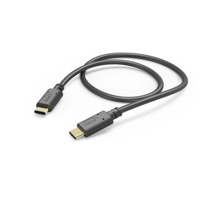 Hama Cable USB-C Macho - Potencia Maxima 60W - Longitud 1m - Velocidad hasta 480Mbps - Chapado en Oro - Color Negro