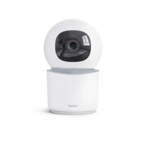 Hama Camara de Vigilancia Inteligente con Microfono - Vision Nocturna - Cable 96cm - Ideal para Mascotas - Funcion Rotativa - Asistente de Voz - WiFi - 2.4GHz - Full HD - Color Blanco