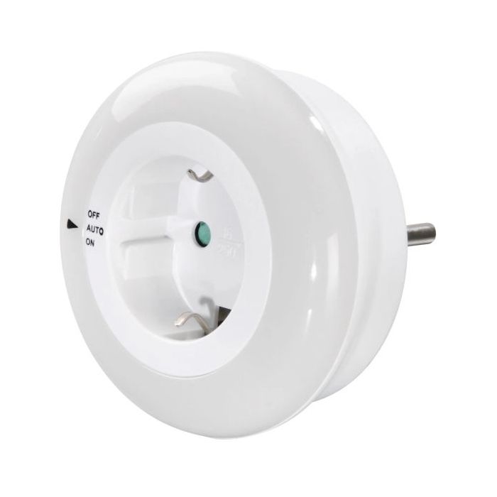 Hama Circle Luz LED Nocturna con Enchufe - Potencia 0.8W - IP20 - Sensor de Luz - Proteccion Tactil - 8.2x8.2x7.3cm - Color Blanco
