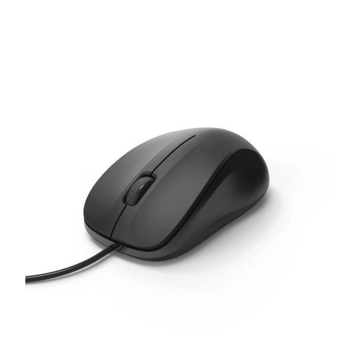 Hama Cm-300 Raton Optico 1200dpi - Cable 180cm - 3 Botones - Silencioso - Uso Ambidiestro - 5.8x3.7x10.3cm - Color Negro