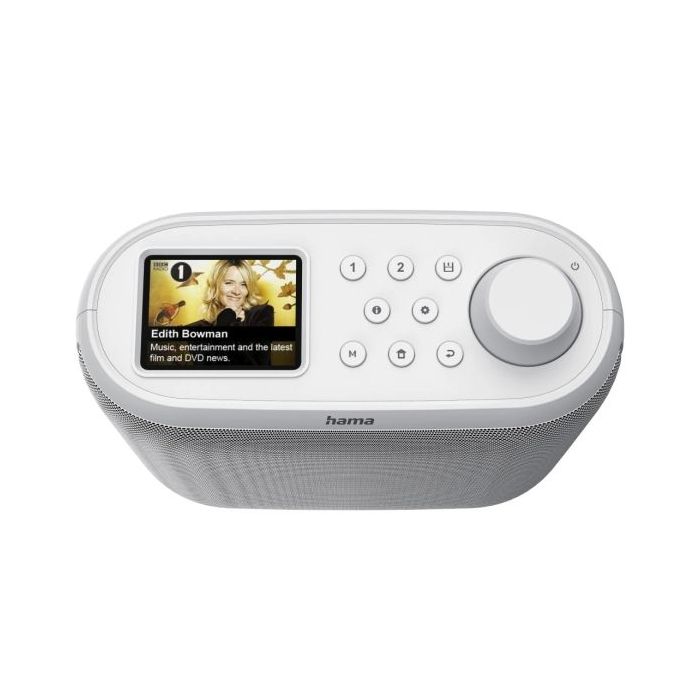 Hama DIR400 Radio Digital - Bluetooth - Pantalla 2.4" - Cable 180cm - Doble Banda 2.4 y 5GHz - Almacena hasta 30 Emisoras - Compatible con Plataformas de Streaming - 18x19x7.5cm - Color Blanco