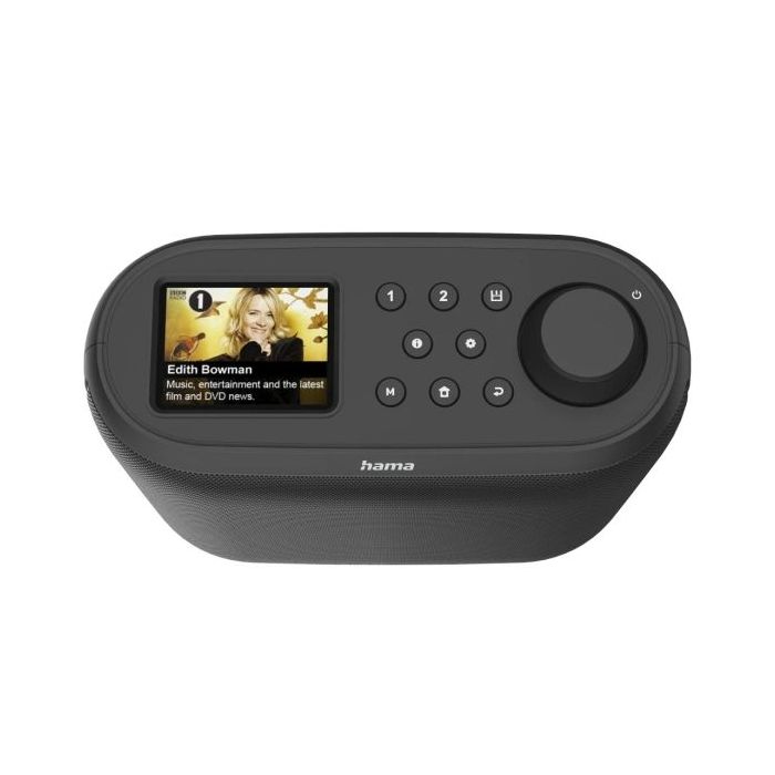 Hama DIR400 Radio Digital - Bluetooth - Pantalla 2.4" - Cable 180cm - Doble Banda 2.4 y 5GHz - Almacena hasta 30 Emisoras - Compatible con Plataformas de Streaming - 18x19x7.5cm - Color Negro
