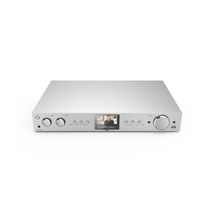 Hama DIT2105Sbtx Receptor de Radio Hibrido - Bluetooth - RCA - Internet Radio - Jack 3.5mm - USB-A - Reloj - Toslink Optico - Compatible con Plataformas de Streaming - 43x30x7cm - Color Plata