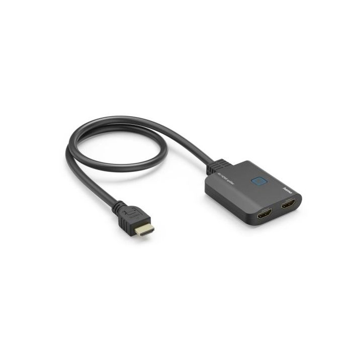 Hama Divisor HDMI 4K - 1 Entrada - 2 Salidas - Indicador LED - 6.55x1.6x5.55cm - Color Negro