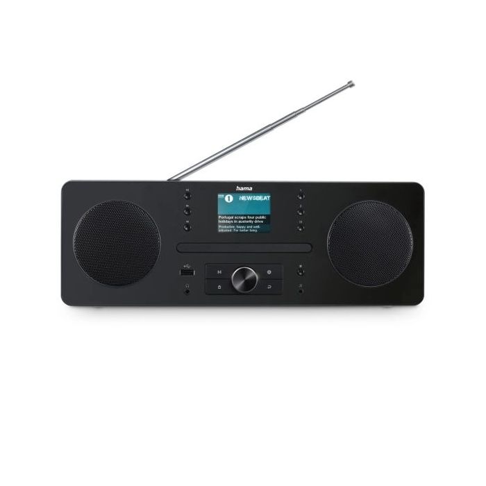 Hama Dr1560Cbt Radio CD Digital - Potencia 10W - Bluetooth - Jack 3.5mm - USB-A - Temporizador - Reloj - Cable 146cm - 35x22x12.5cm - Color Negro y Gris