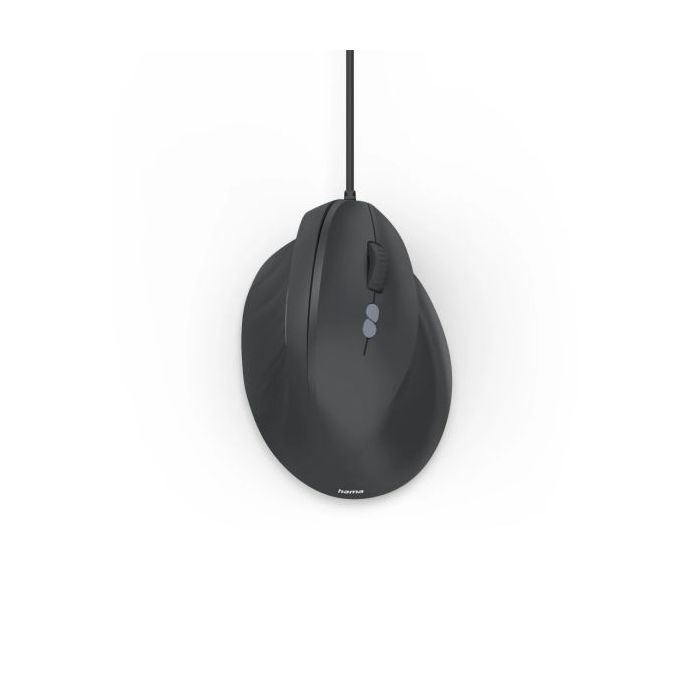 Hama ECM-500R Raton Optico Vertical para Diestros 1800dpi - Cable 180cm - Ergonomico - 7 Botones - Silencioso - 7.1x8.6x11.5cm - Color Negro