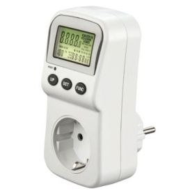Hama Enchufe Contador Digital de Consumo - Potencia Maxima 3680W - Pantalla LCD - Color Blanco