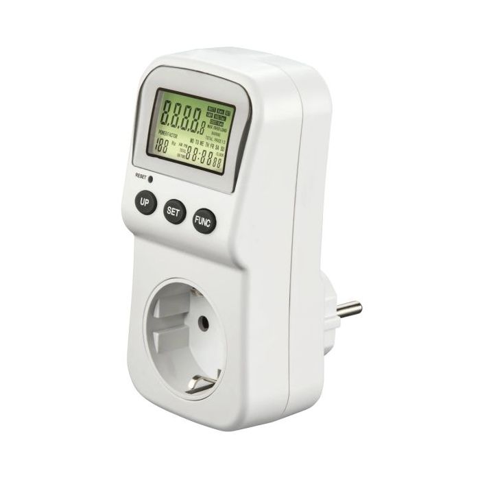 Hama Enchufe Contador Digital de Consumo - Potencia Maxima 3680W - Pantalla LCD - Color Blanco