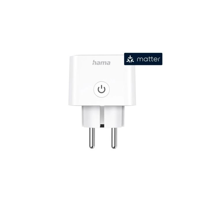 Hama Enchufe WLAN Inteligente - WiFi - IP20 - Compatible con Asistente de Voz - Monitor Energia - Control con App - 7.7x5.5x5.5cm - Color Blanco
