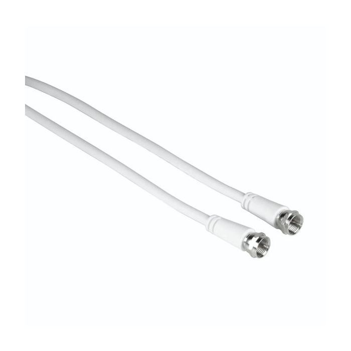 Hama Entry Cable Coaxial de Antena - Longitud 3m - Conector F Macho - Doble Blindaje - Apantallamiento 75dB - Impedancia 75Ohm - Color Blanco