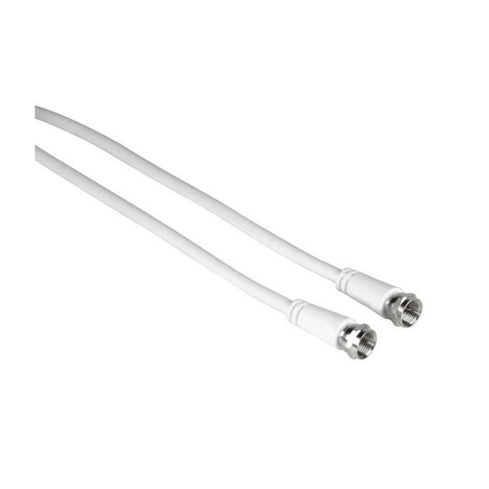 Hama Entry Cable Coaxial de Antena - Longitud 5m - Conector F Macho - Doble Blindaje - Apantallamiento 75dB - Impedancia 75Ohm - Color Blanco
