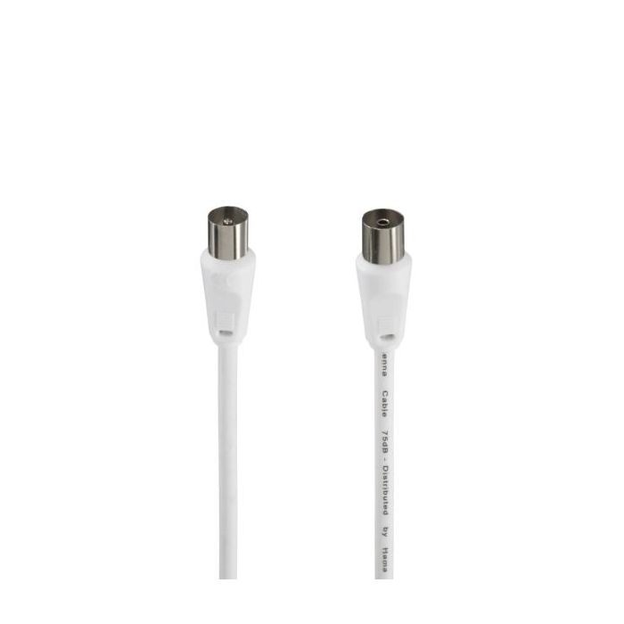 Hama Entry Cable Coaxial de Antena Macho/Hembra - Longitud 1.5m - Apantallamiento 75dB - Impedancia 75Ohm - Color Blanco