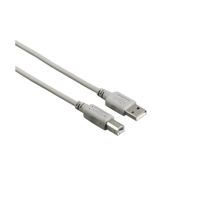 Hama Entry Cable USB - Longitud 1.5m - USB-A Macho - USB-B Macho - Velocidad hasta 480Mbps - Color Gris