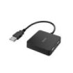 Hama Entry Hub USB 2.0 - Cable USB-A Integrado de 15cm - USB-A Hembra x4 - 5.6x5.6x1.3 - Color Negro