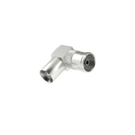 Hama Essential Adaptador Coaxial Acodado - 90º - Coaxial Hembra - Coaxial Macho - Color Plata