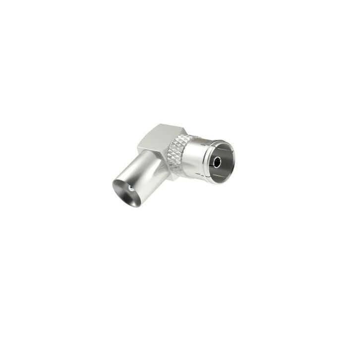Hama Essential Adaptador Coaxial Acodado - 90º - Coaxial Hembra - Coaxial Macho - Color Plata