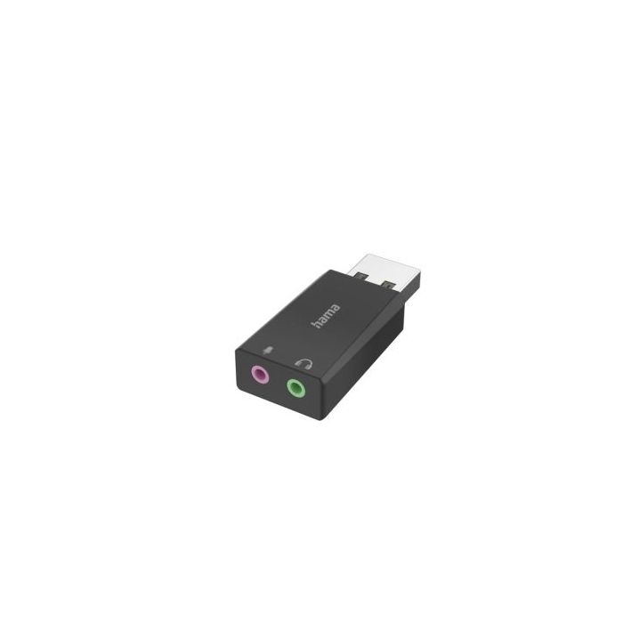 Hama Essential Adaptador de Audio - USB-A Macho - Jack 3.5 Hembra x2 - Estereo - Color Negro