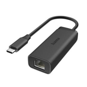 Hama Essential Adaptador de Red - USB-C Macho - Ethernet RJ45 Hembra - Velocidad hasta 2.5Gbit/s - Color Negro