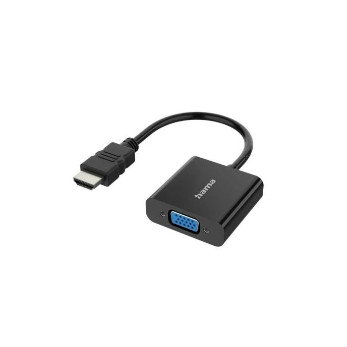 Hama Essential Adaptador de Video - Full HD - Cable 0.15m - HDMI Macho - VGA Hembra - Color Negro