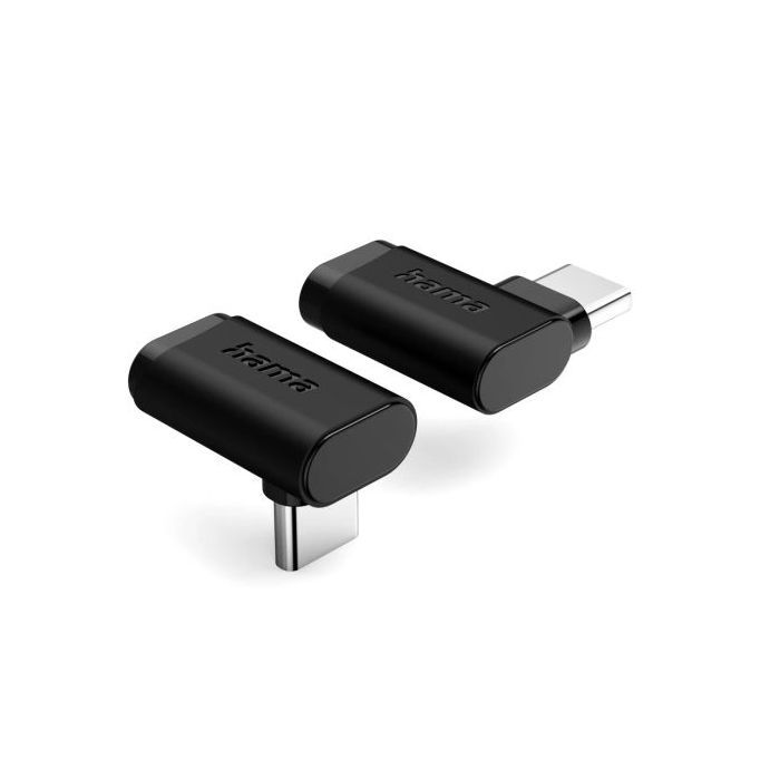 Hama Essential Adaptador USB-C Acodado 90º - Potencia hasta 240W - Velocidad hasta 10Gbit/s - Power Delivery - Color Negro